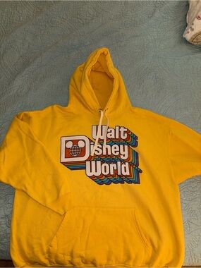 Walt Disney World Bright Yellow Pullover Hoodie with Hood and Drawstrings